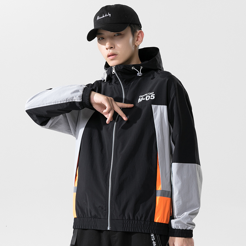 

2021 New Spring and Autumn Men's Clothing Size 4xl Outwear Fitness Male with Hood Shredder Bomber Jacket Nmik, Black blue.