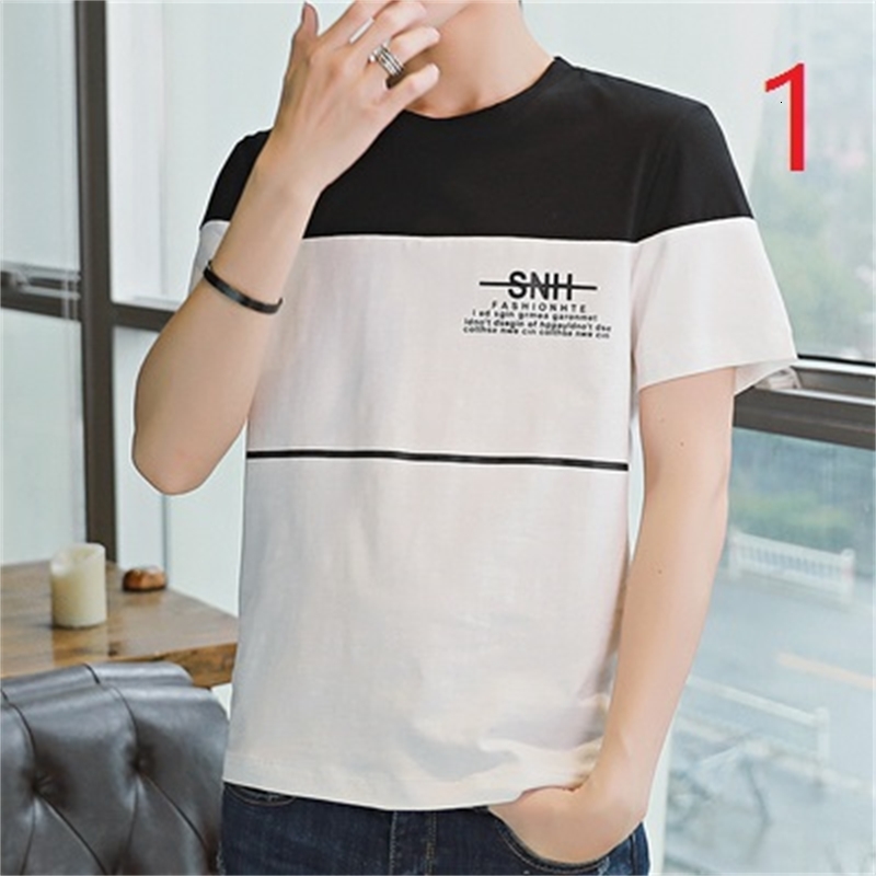 

2021 Summer Short-sleeved Men's Trend Boys New Cotton T-shirt Loose Round Neck Half-sleeved Shirt 69jr