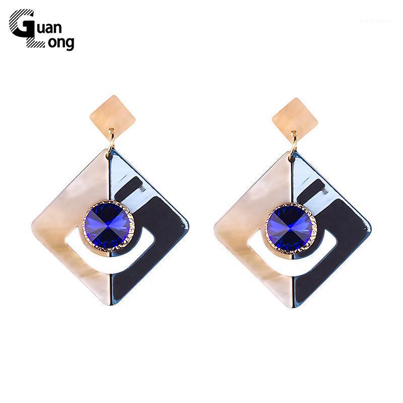 

GuanLong Resin Craft Triangle Square Big Dangle Earrings Personalized Jewellery For Drop Wholesale 4 Colors & Chandelier, Silver