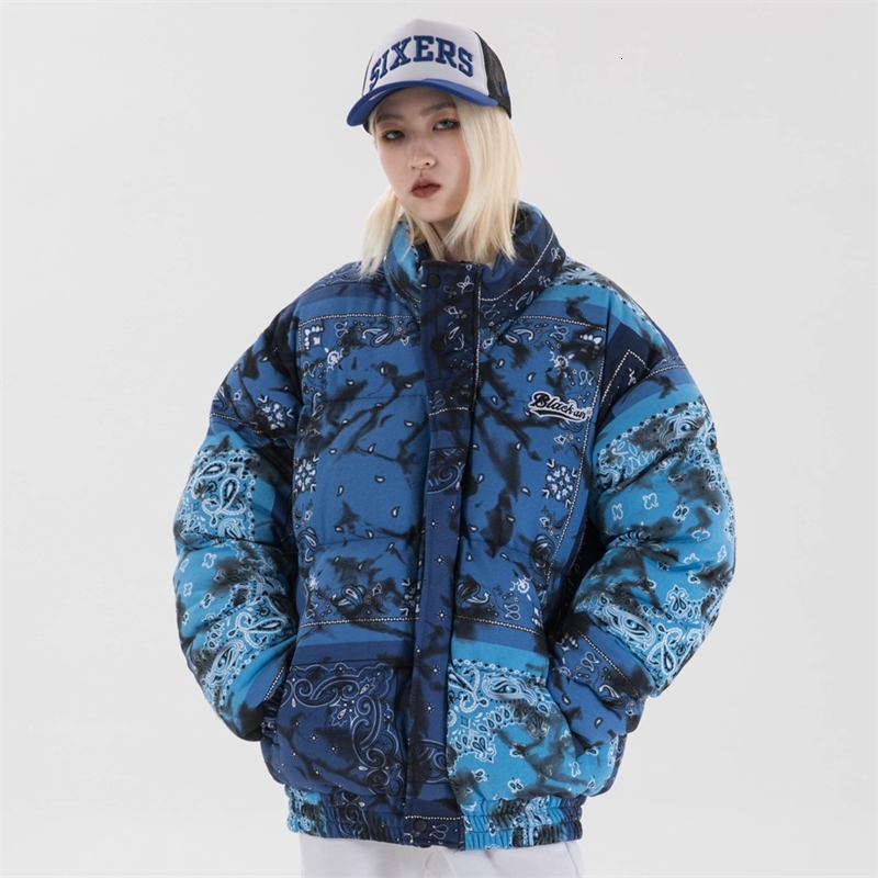 

2021 New Bandana Parkas Men Women Winter Paisley Warm Men's Coats Street Fashion Coat Man Fx9e, Blue