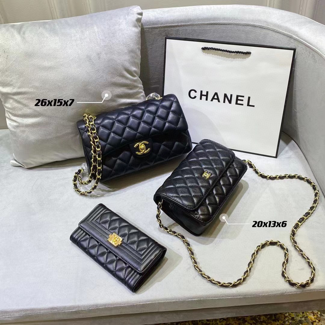 

CHANEL Bags 3 pieces together Real leather High quality Women Lady Fashion Marmont Genuine Crossbody Handbags Purses Backpack tote Shoulder Bag 00