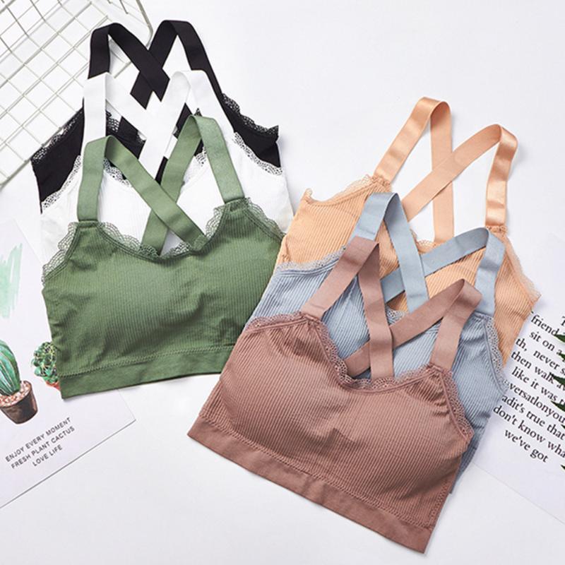 

Camisoles & Tanks Seamless Sports Bra Women Fitness Top Gym Yoga Shockproof Push Up Sport Running Crop Breathable Workout, Black