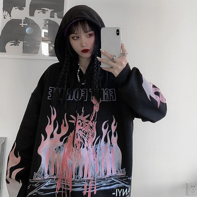 

2021 New Preto Hop Hoodie Streetwear Coreano Solto Gtico Moletom Moda Topos Casual Engraado Primavera Outono Harajuku Hoodies Masculino S2z0