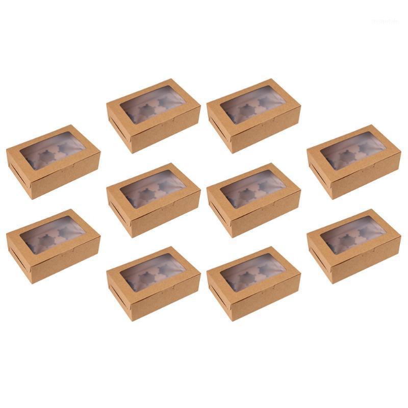 

Gift Wrap 1 Set 10Pcs Kraft Paper Cake Packing Boxes Cupcake Dessert With Inserts