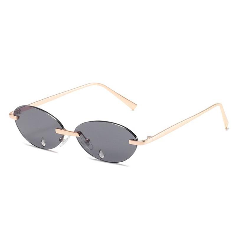 

Outdoor Eyewear Retro Oval Sunglasses Rimless Lens Tears Ladies Glasses Fashion Round Men And Women 2021 Gift