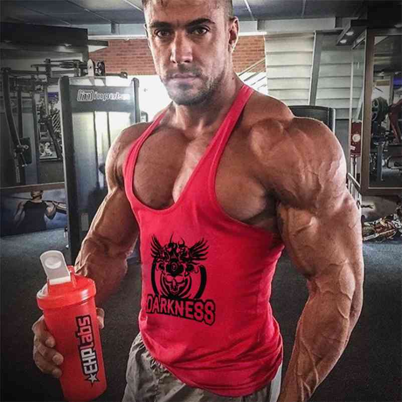 

Men' Bodybuilding Tank Top Gym Stringer Y-Back Muscle Racerback Sleeveless vest 210623, Yellow