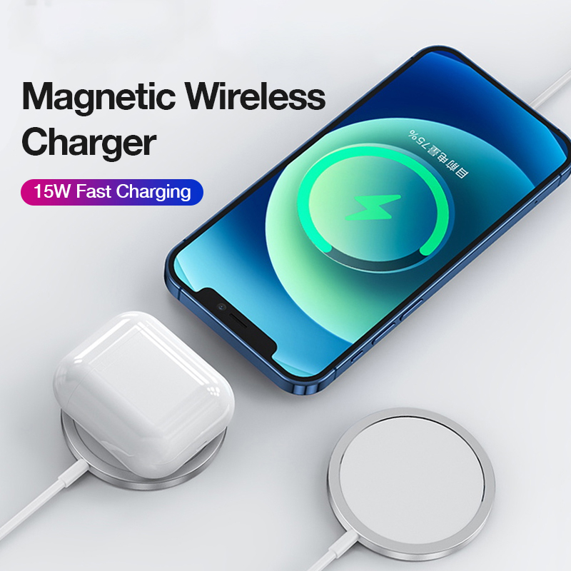 

15W Magnetic Wireless Charger For iPhone 12 Pro Max Quick Charge AirPods Pro Fast Charging Wireless Charger For Samsung Huawei