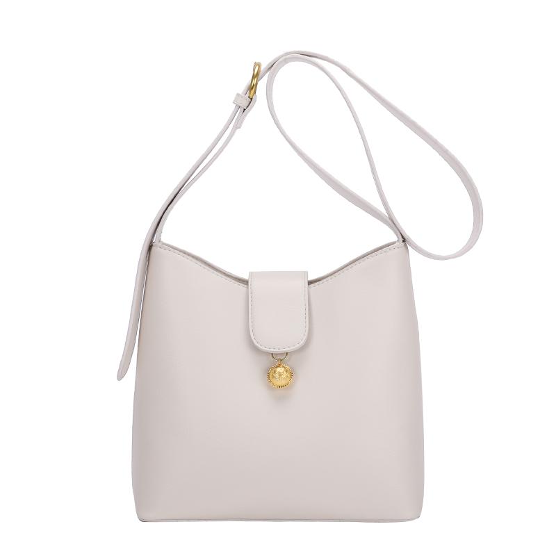 

Women Shoulder Bag White Simple Ladies Bucket Bag Large Capacity Fashion Youth Crossbody Personality PU Leather New