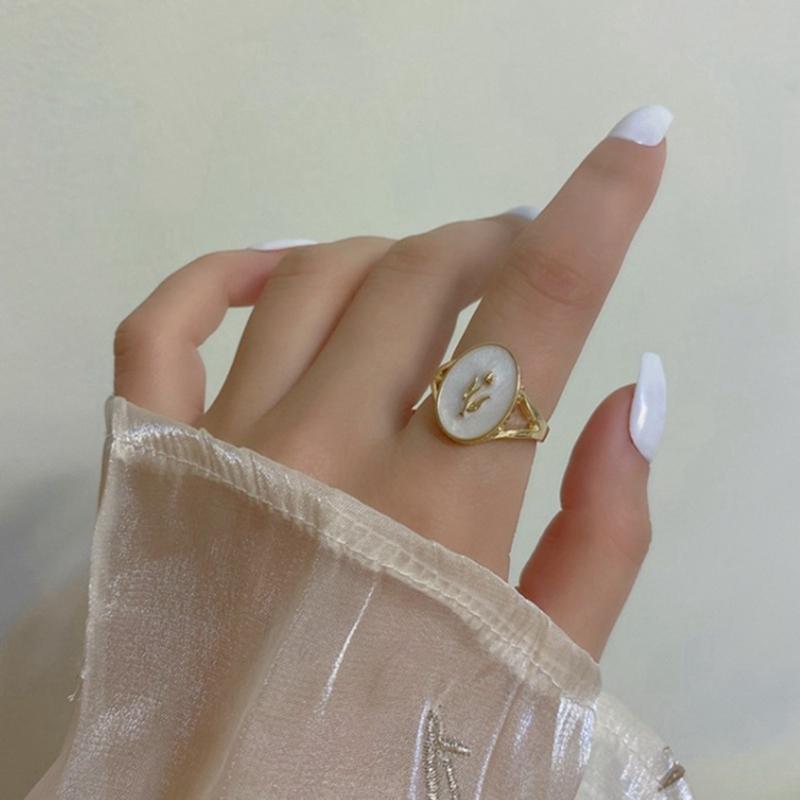 

Cluster Rings Binmonray 925 Sterling Silver French Flower Retro Romantic Tulip Ring Women's Female Fashion Shell Elegant Open Oval