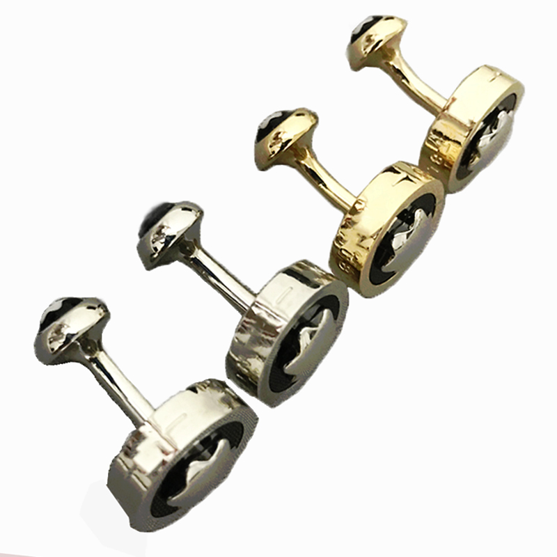 

Luxury cuff Links For Man Classic stainless steel Style With Stamp Silver gold black rose-gold colors Shirt Cufflinks M06