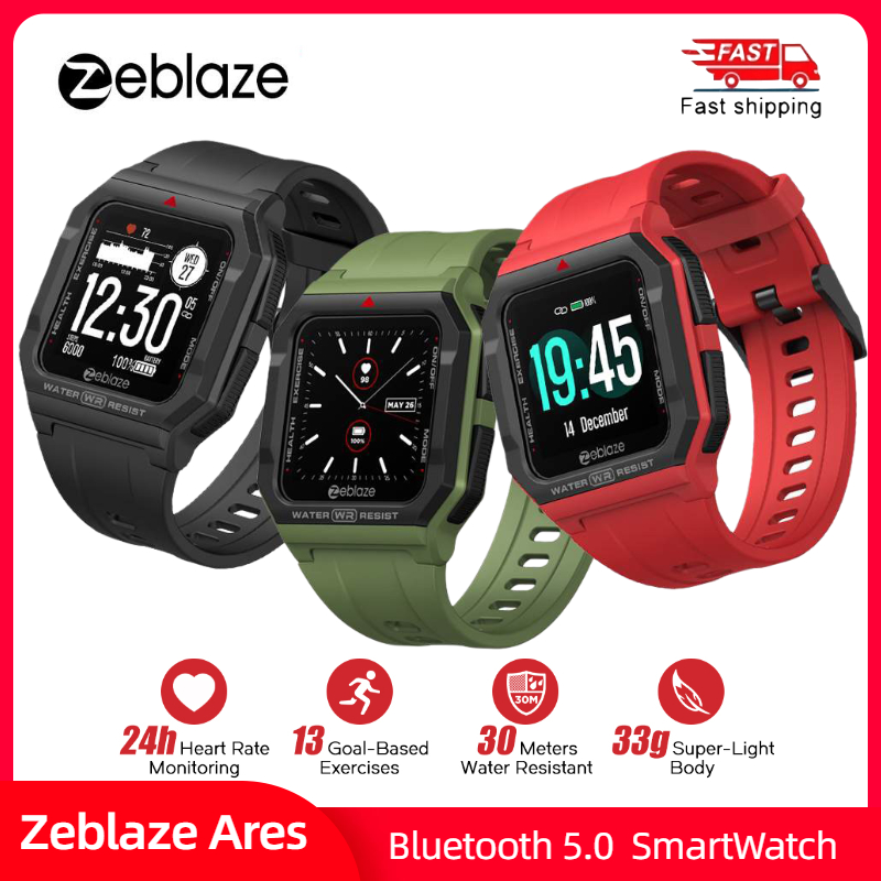 

Original Zeblaze Ares Smart Watch Wristwatch BT5.0 30M Waterproof Fitness Tracker Watch Compatible with Android iOS Smartwatchesg, Black