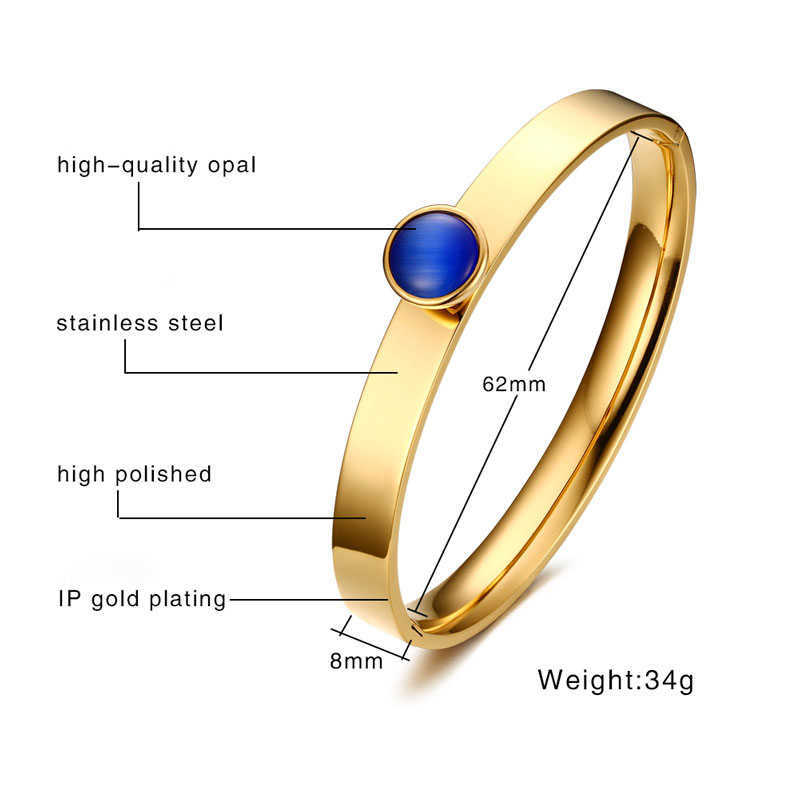 

FXM TBB1 stainless steel fashion jewelry for birthday gift rose many blue Cat eye patternl men's style gold color 210609