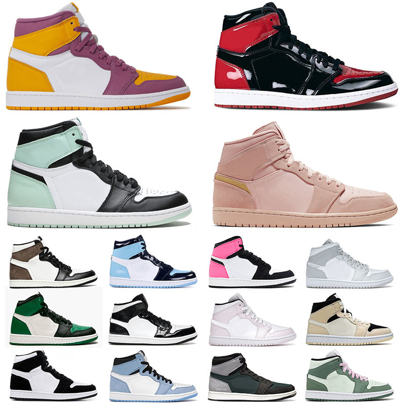 

Jumpman 1 1s Mens Womens Sports Basketball Shoes Designer Sneakers Igloo High OG Dark Mocha Bred Patent UNC Pink Mid Dutch Green Airness, # seafoam 36-46
