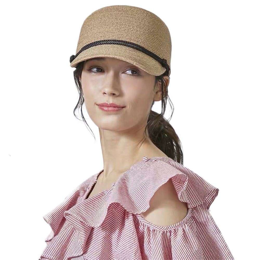 

2021 New White Black Khaki Visor Straw Summer for Women Ladies Uv Protect Sun Beach Hats Casquette Solid Baseball Cap Cw82