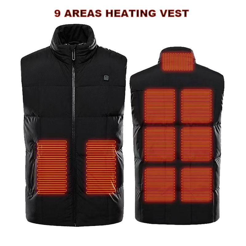 

Hunting Jackets 9 Areas Heated Vest Men Dual Control Autumn Winter Smart Heating Cotton Women Electrical USB Sleeveless, Rrey