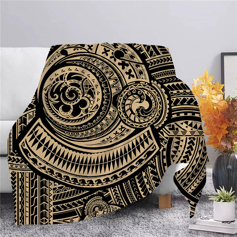 

CLOOCL Viking Tattoo Print Flannel Blankets Shawl Office Air Conditioning Nap Travel Blanket 3D Polynesian Graphics High Quality Keep Warm Shawls