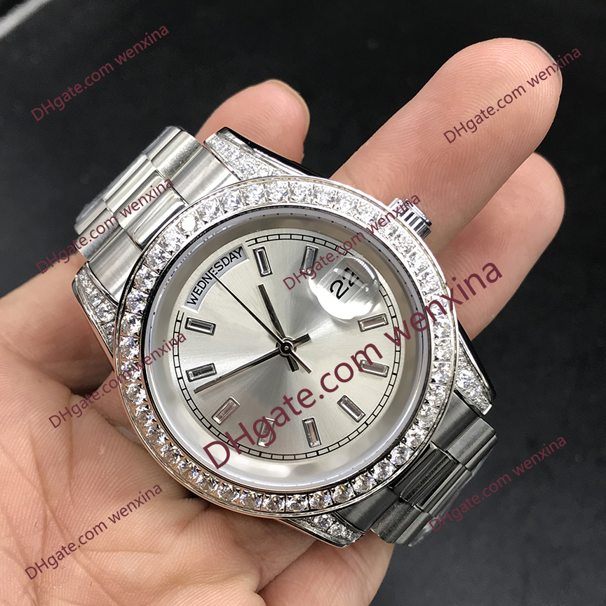 

2 High Quality Deluxe Diamond Watch 41mm Mechanical Mens Watches montre de luxe 2813 automatic Steel Waterproof watch, 01
