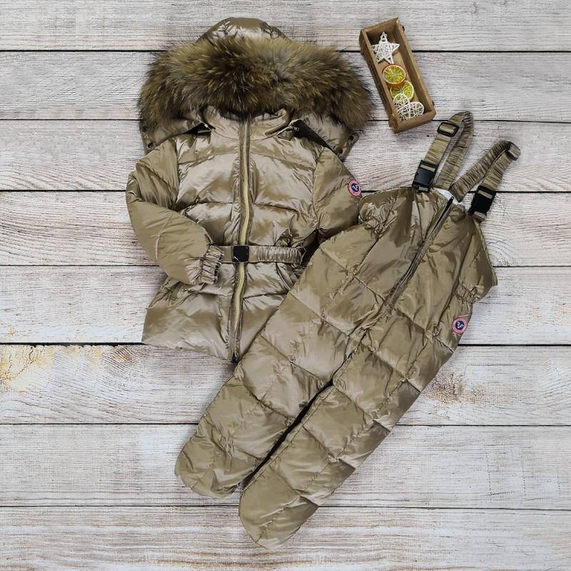 

Clothing Sets Children's Winter Baby Girl Clothes Boys Down Jacket Toddler Parka Warm Snowsuit Kids Big Natural Fur Outwear -30, Gold