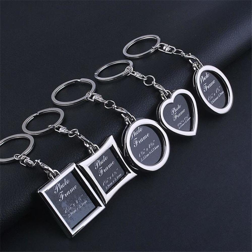

2021 FHMI 20pcs Photo Frame Round Heart Oval Rhombus Shape Metal Alloy Keychain Key Chain Car Keychains Couples Keyring Gift K001
