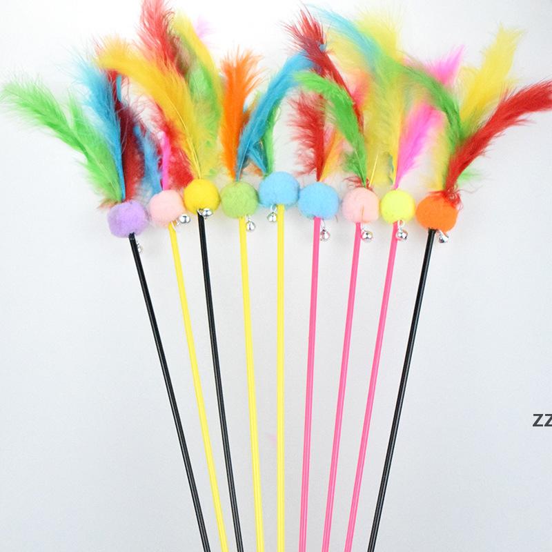 

Rabbit Furs Pet Cat Toys Cats Teaser Wand Dog Feather Playing with bells elastoplastic products HWA7377