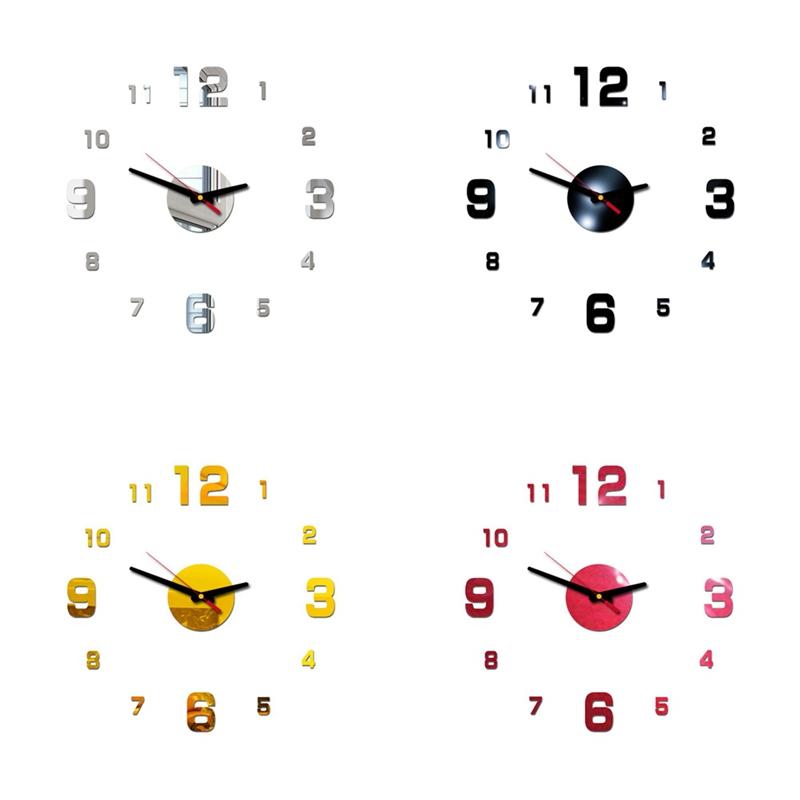 

Creative Acrylic Wall Clock Diy Small Size Mirror Wall Clock 3d Personality Sticker
