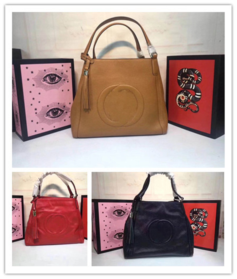 

Designer Luxury SOHO Leather Zip Top Medium Tassel Bag With shoulder Strap Shoulder Bag Size 35*31*13cm FG8Q