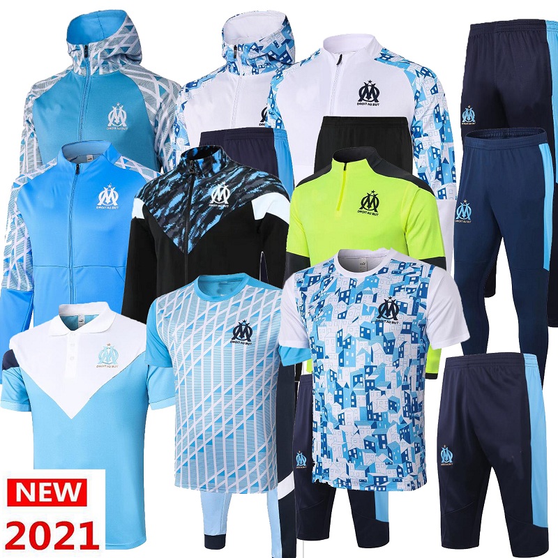 

2021 2022 new Olympique de Marseille tracksuit soccer jacket Maillot De Foot 21 22 PAYET .GUSTAVO THAUVIN OM Football jacket Training suit, Gray;blue