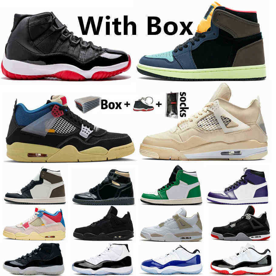 

Bio Hack 1 1s Guava Ice Union 4 4s Bred 11 11s Mens Basketball Shoes Pine Green Black Cat Concord Sports Shoe, 33