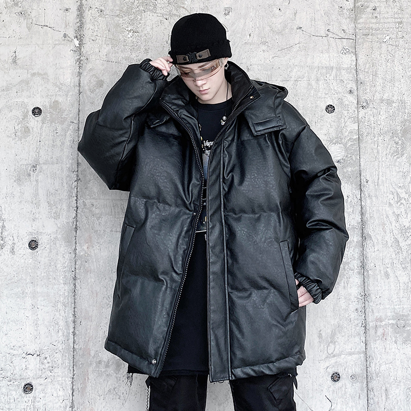 

2021 Solid Black Korean Winter Men/women Jackets Thick Couple Clothes Coated Warm Loose Jacket for Male Fashion Hooded Coats 6q60