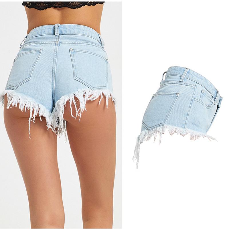 

Women's Jeans Sexy Denim Super Short Shorts Hip Burr Wide Leg Pants Washed High Waist Ripped Hem Jean For Women, Light blue