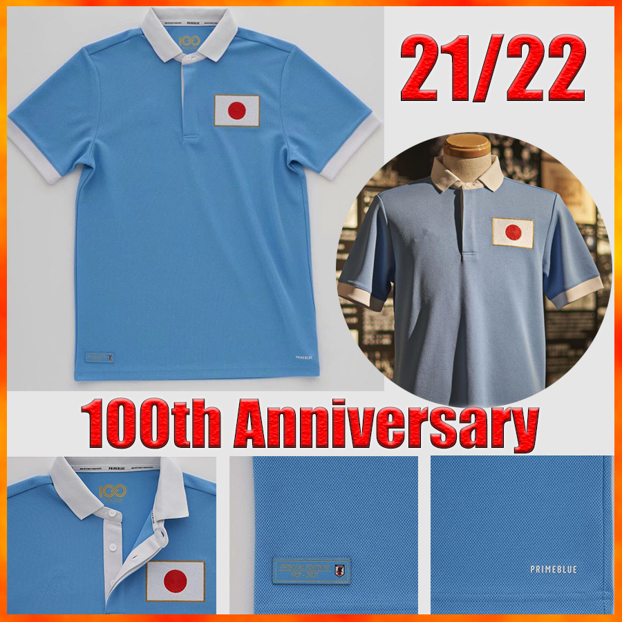 

21 22 Japan 100th Anniversary Soccer jerseys Comfortable cotton Blue t-shirt 2021 2022 football shirt TSUBASA ATOM cartoon number fonts top Thailand quality uniform