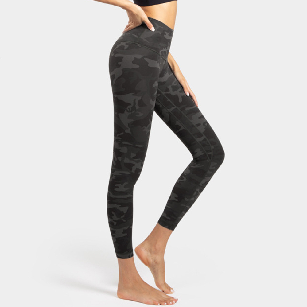 

tracksuits luxury wearlulu same label nylon double faced matte pant's camouflage printed gym instructor yoga suit, Gray