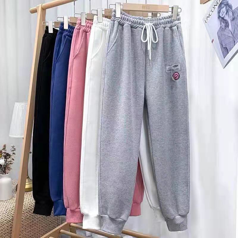 

Autumn Winter Womens Harem Pants Full Length Thick Fleece Trousers Soft Warm Fabric Pattern Pockets Design Sweatpants Female, Black;white