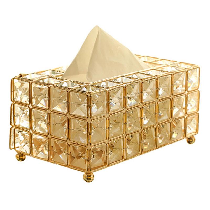

Style Metal Crystal Tissue Box Removable Tissue Napkin Holder Kitchen Living Room Dining Room Decoration
