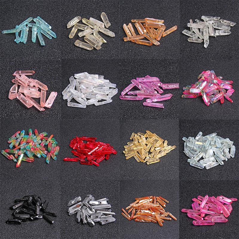 Other 10/20/30pcs Natural Quartz Crystal Point Beads Top Drilled Raw Stick Loose For DIY Jewelry Making Supplies-image-705951489