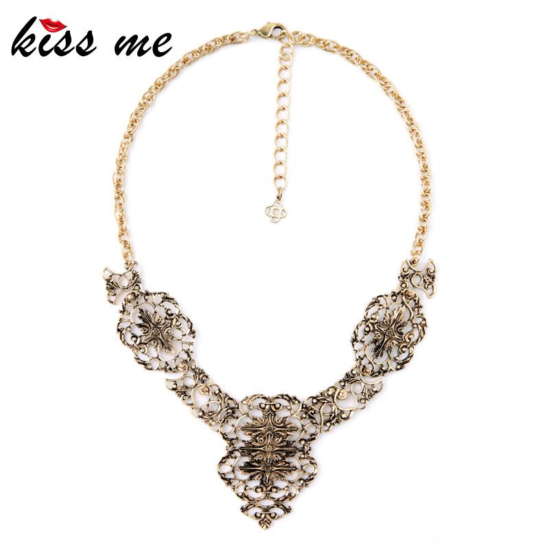 

Pendant Necklaces European Style Female Retro Hollow Out Alloy Flowers Necklace Fashion Jewelry Factory Wholesale