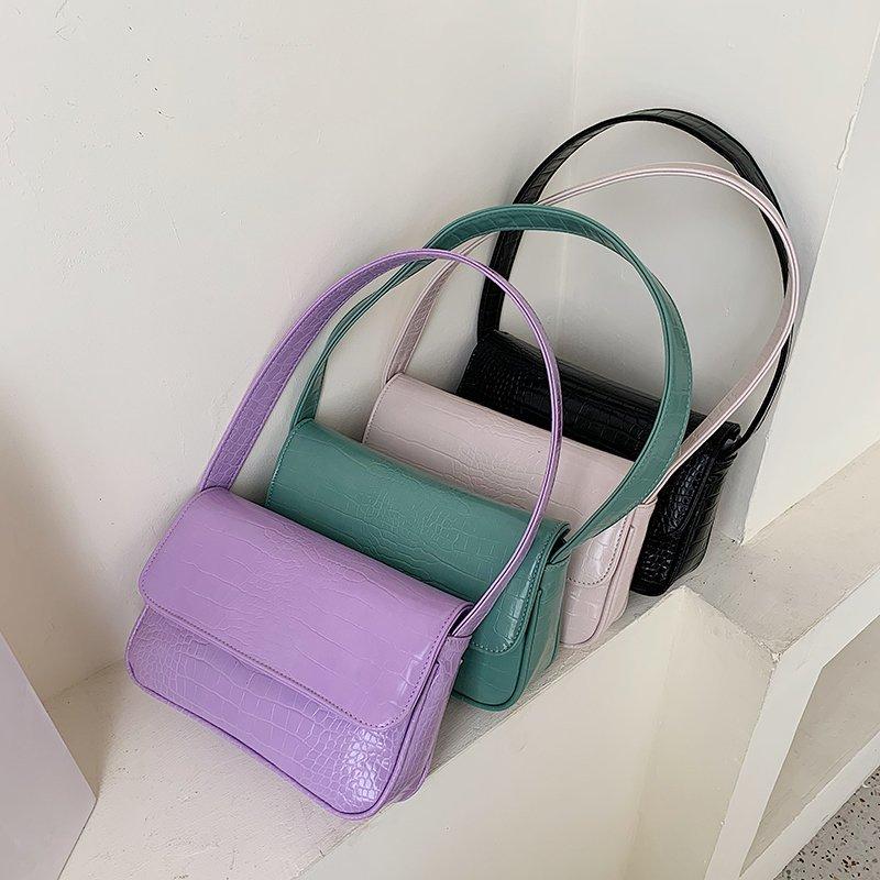 

2021 Fashion Luxury Women Shoulder Bag Lady Casual Green Crocodile Messenger Handbag Female Solid Leather Prom Small Square Bags, Black