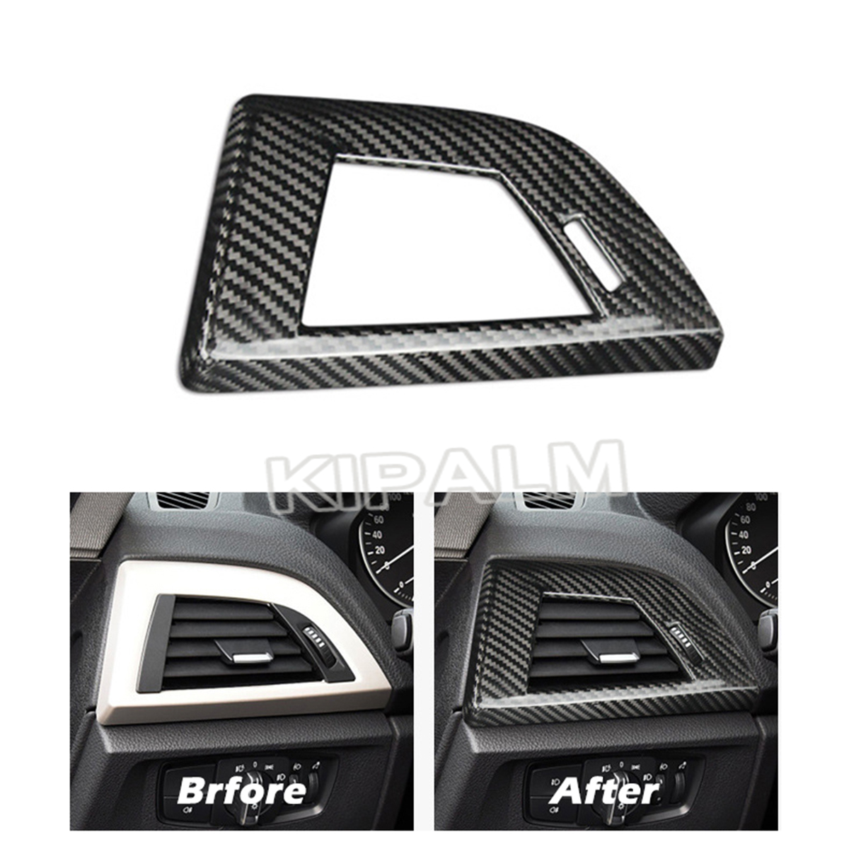 

Carbon Fiber Dashboard Air Outlet Frame Front Vent Trim Cover Stickers for BMW F20 F21 F22 LHD
