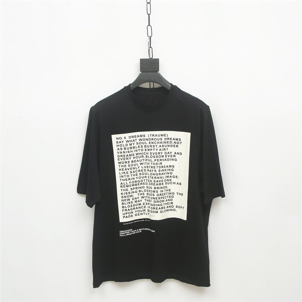 

2021 New Top Version 1:1 Rick's Dark Style No.4 Slogan Printed Women Men Short Sleeve Cotton Thick t Shirt V5fb