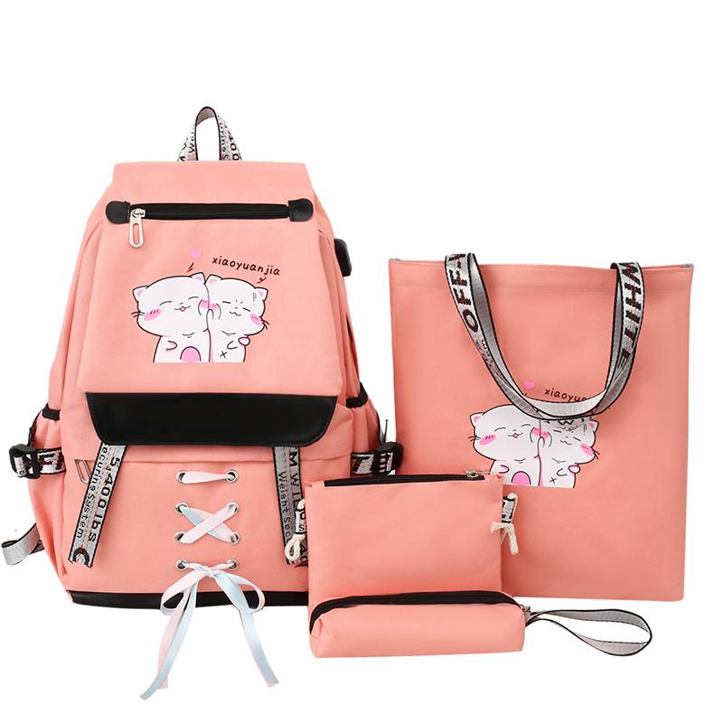 

School Bags Fashion For Teenage Girls Waterproof Big Schoolbag Children Backpack Book Bag Kids Teens Mochila, Black