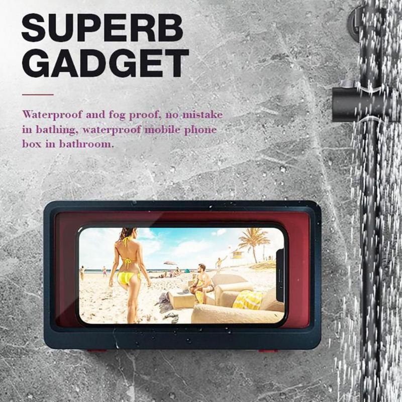 

Home Wall Waterproof Mobile Phone Box Self-adhesive Holder Touch Screen Bathroom Phone Shell Shower Sealing Storage Box