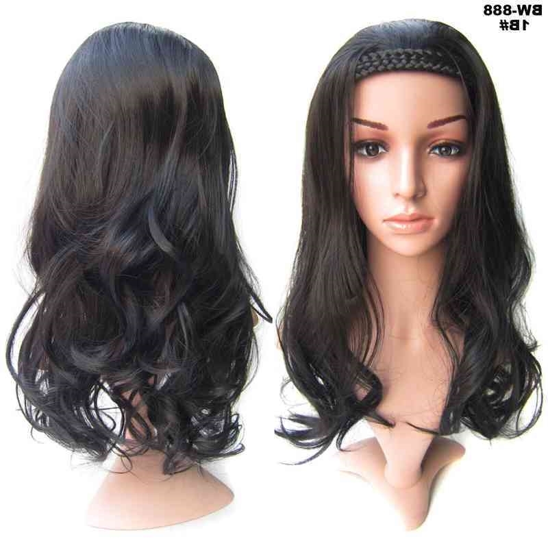 

Band Double Braid Hair headband wig women's long curly hair half Headband, 1b#