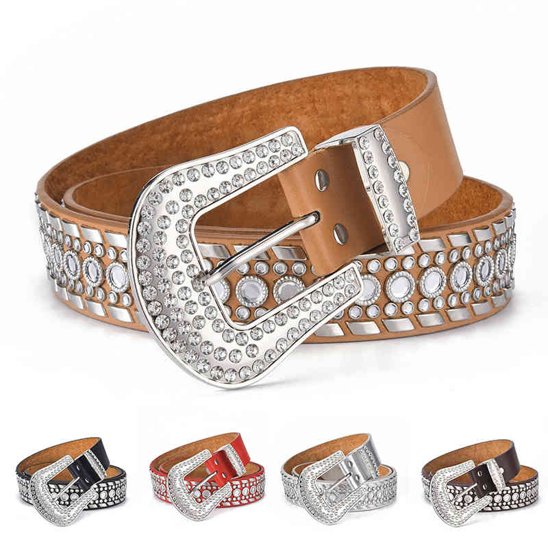 

Diamond embedded 3.8Cm Wide belt Trendy quality Koe Luxe Unisex Tail band Casual Beautiful Metals Hollow Real Empty beltAJ44, Black