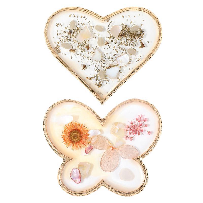 

2pcs Fake Nail Pieces Boards Crystal Agate Palette Trays Resin Nails Colored Drawing Palette Display Board