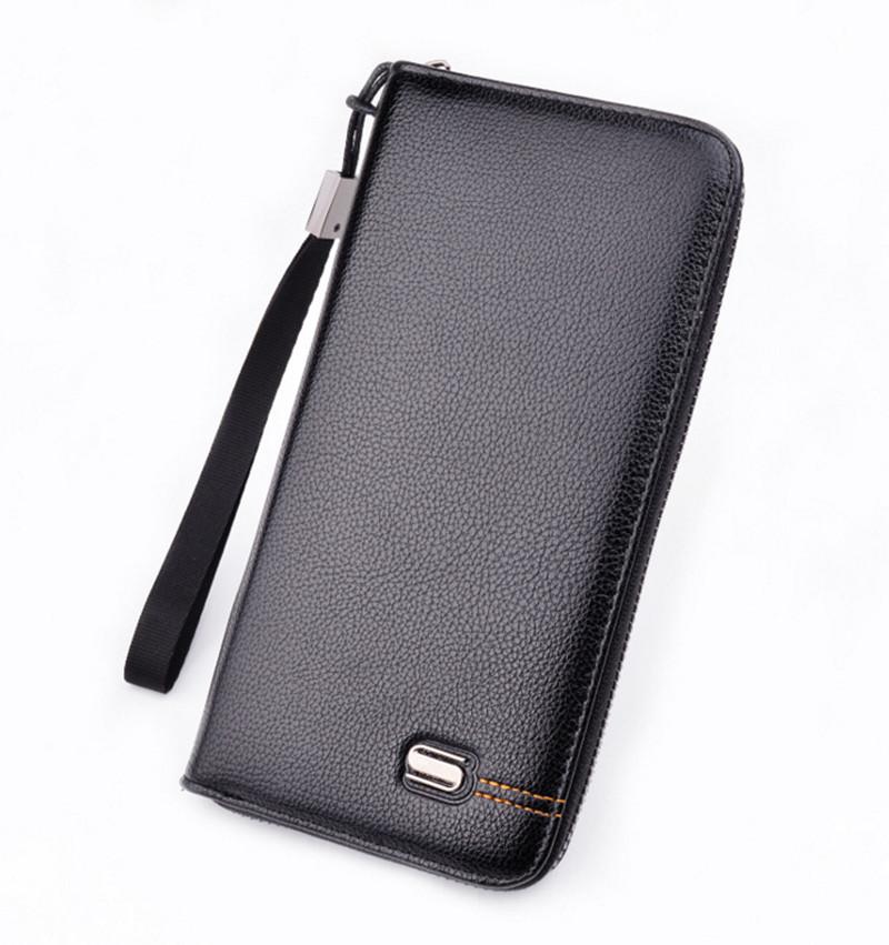 

Wallets Men Card Holders Bag Long Wallet Purse Carteira By Hand Phone Big Capacity Litchi Pattern Business Clutch 2021, Black