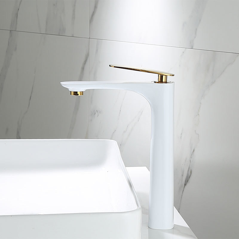 

2021 New Faucets White Gold Mixer Hot and Cold Basin Brass Black Bathroom Faucet Crane Sink Tap M7h1