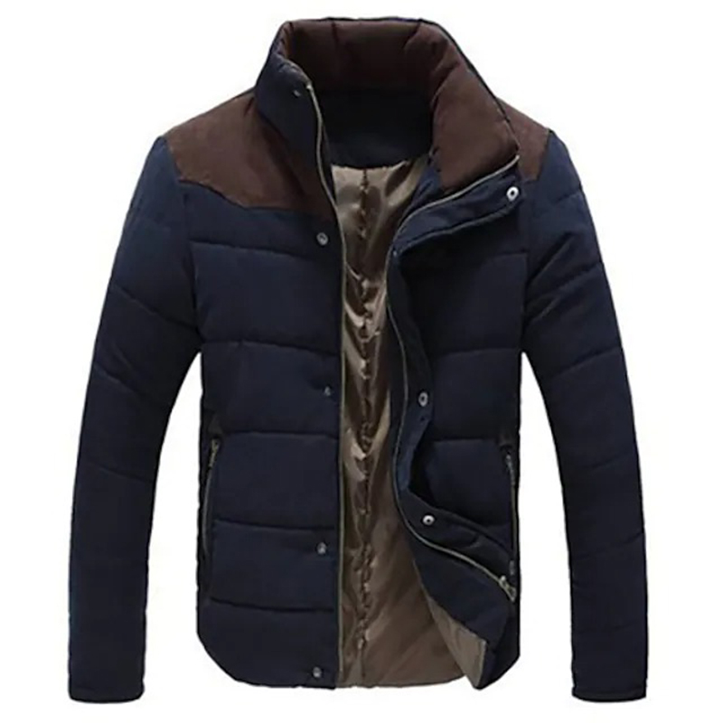 

Men's Leisure Stand Collar Zipper Peach Skin Cashmere Outwear Coat Tops Thick Peach Skin Down Jacket Cotton Coat M-4xl, Black