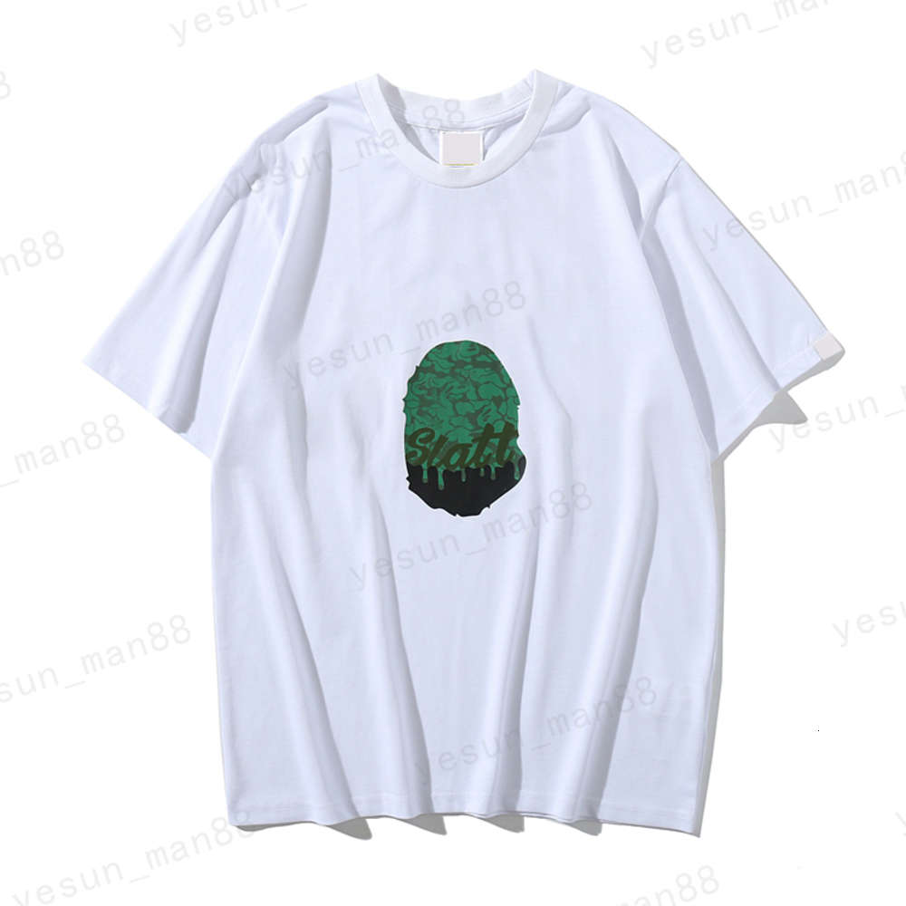 

Camouflage Monkey Short Mouw T shirt Black And White M-3XL Shark Head Man Ape printing Men's T-shirt, White;black