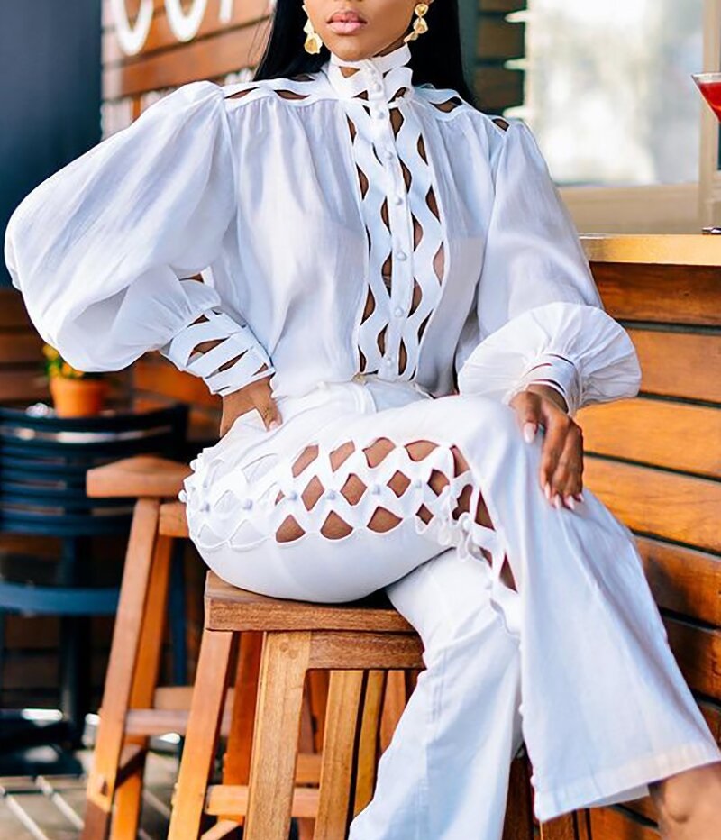 

Jumpsuits Rompers female long sleeve t shirts Women Two Piece Pants fashion trend Active min tech fleece workout set for woman casual top full pant Clothing Sets loose, White