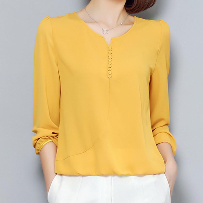 

Women's Blouses & Shirts Shirt Women Long Sleeve Blouse Ladies Tops Spring Office Chiffon White Work Plus Size 4XL Camisa Feminina Casual, Pink